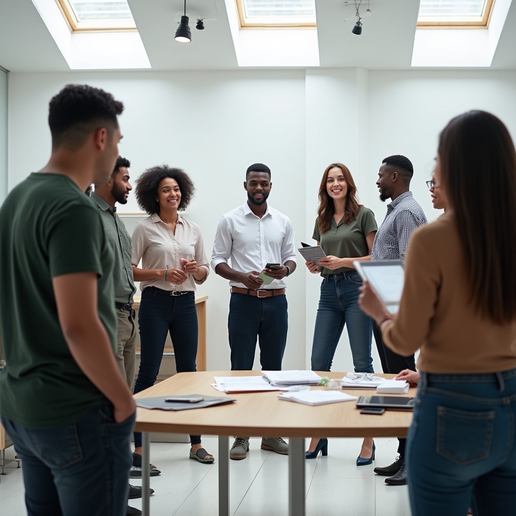 Retail staff participating in customer service training