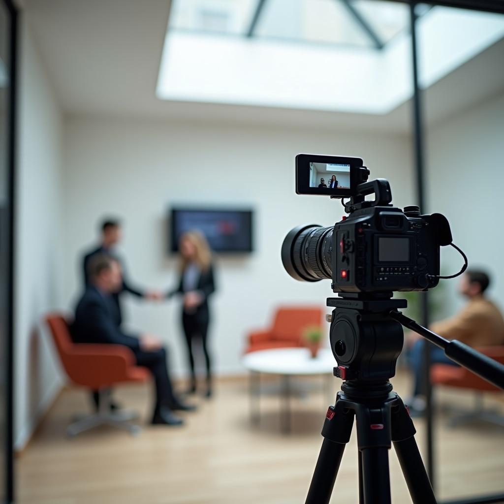 Professional video camera recording training session
